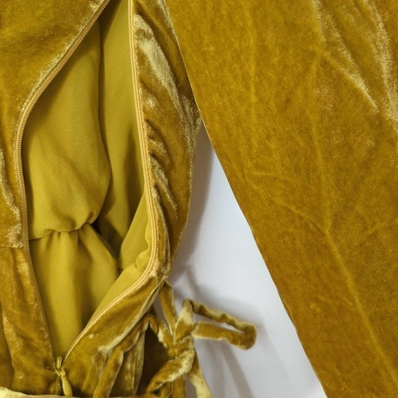 J.Crew Faux-Wrap Blouse Top Drapey Velvet Waist Tie Balloon Sleeve‎ Yellow 0 - Picture 8 of 12